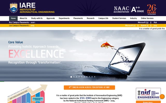 Screenshot of iare.ac.in