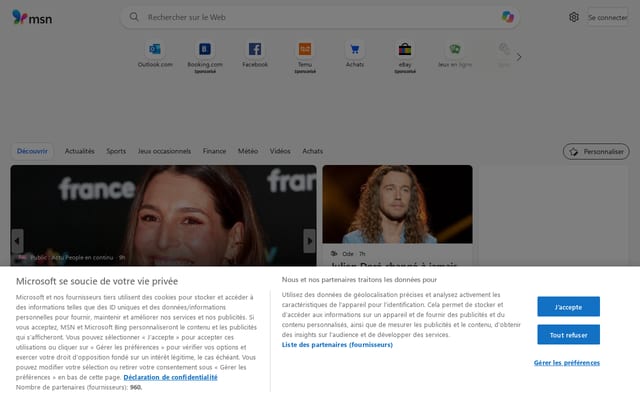 Screenshot of msn.fr