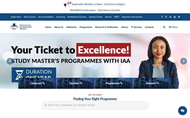 Screenshot of iaa.ac.tz