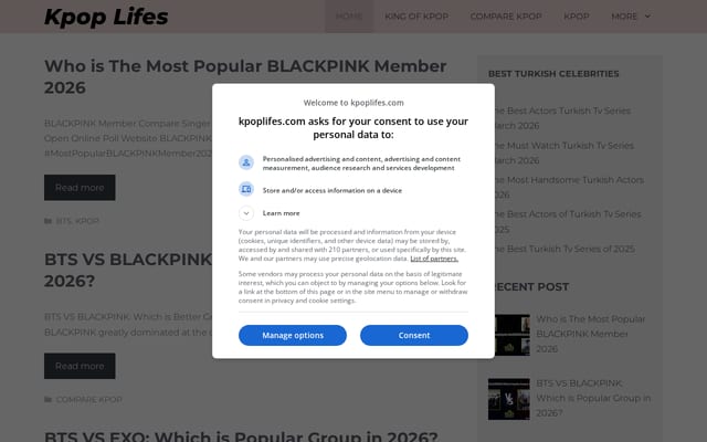 Screenshot of kpoplifes.com