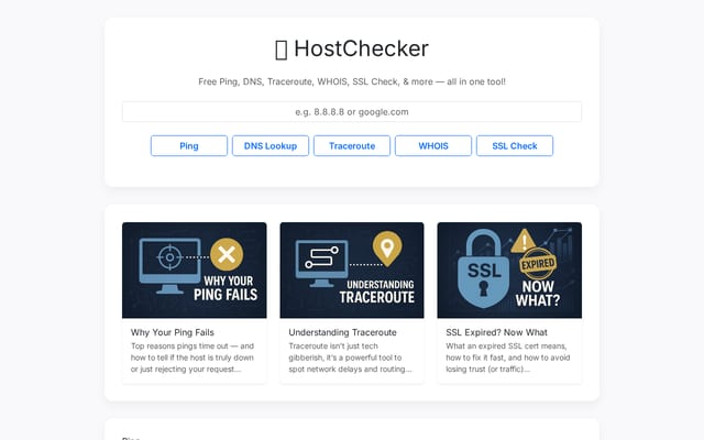 Screenshot of hostchecker.net