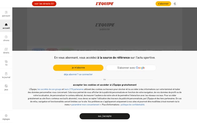 Screenshot of lequipe.fr