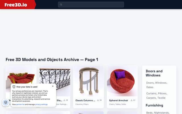 Screenshot of archive3d.net
