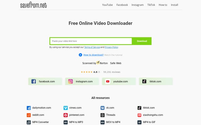 Screenshot of savefrom.net