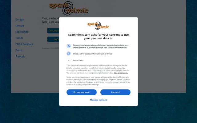 Screenshot of spammimic.com