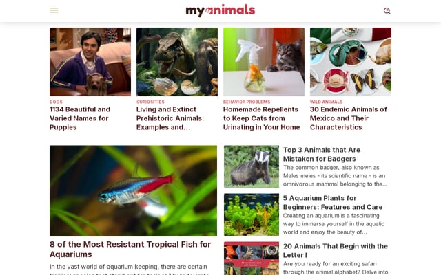 Screenshot of myanimals.com