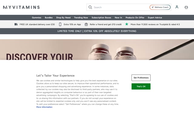 Screenshot of myvitamins.com