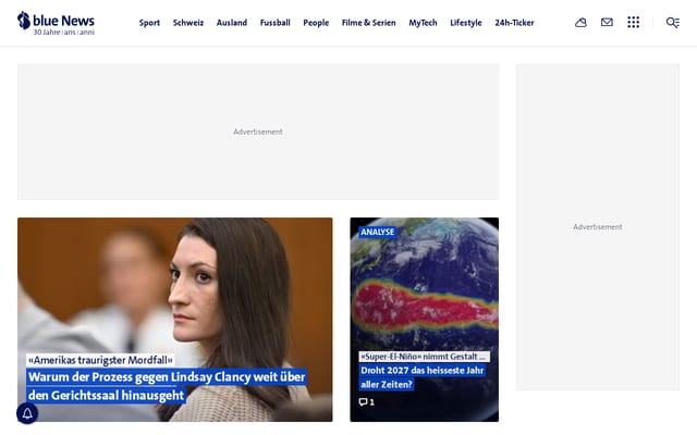 Screenshot of bluewin.ch