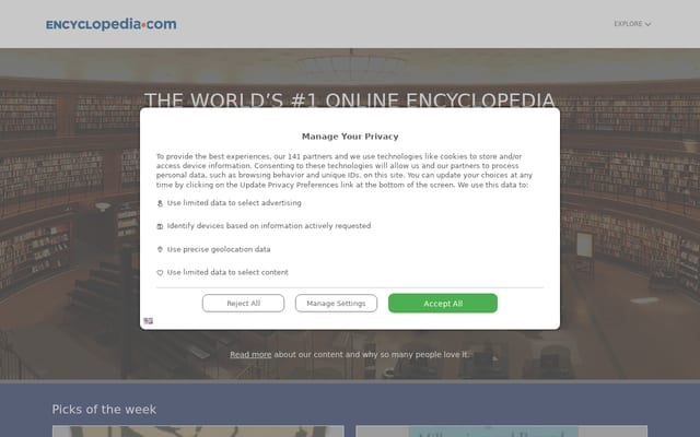Screenshot of encyclopedia.com