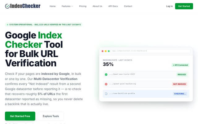 Screenshot of indexchecker.link