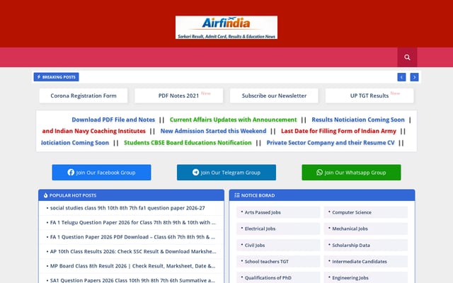 Screenshot of airfindia.com