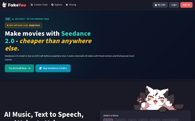 Screenshot of fakeyou.com