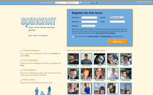 Screenshot of spinchat.com