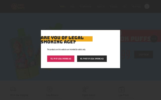 Screenshot of 24hvape.com
