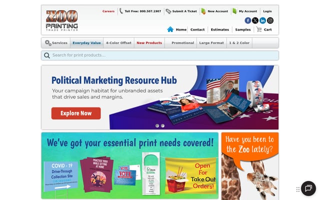 Screenshot of zooprinting.com