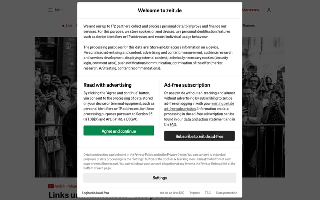 Screenshot of zeit.de
