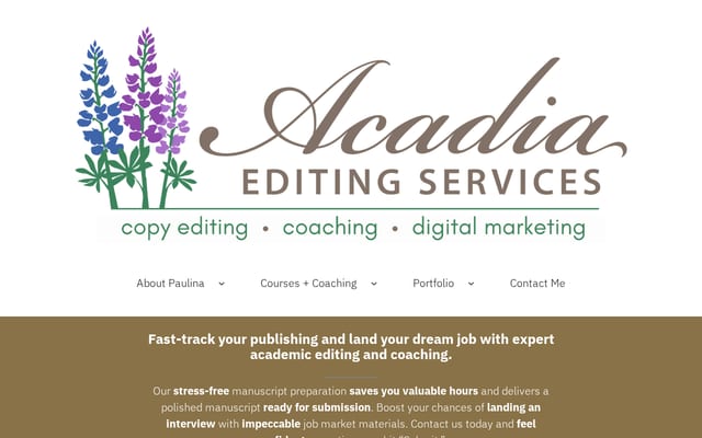 Screenshot of acadiaediting.com