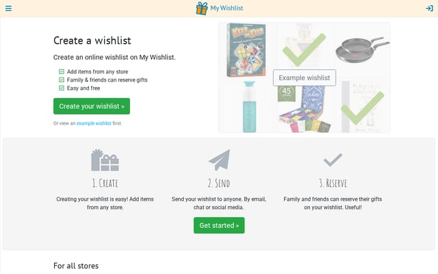 Screenshot of mywishlist.online