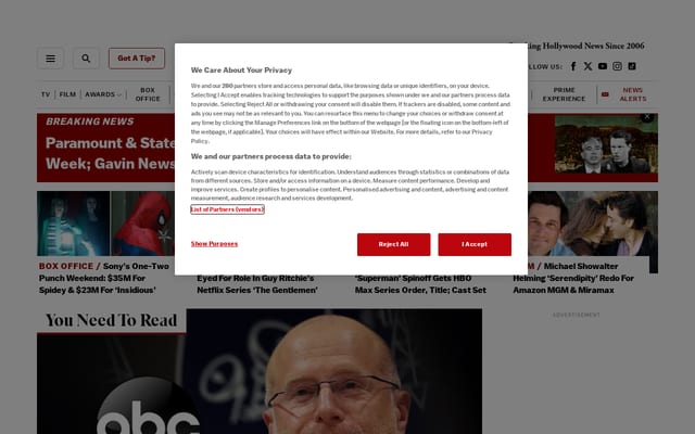 Screenshot of deadline.com