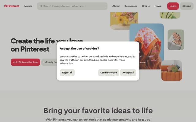 Screenshot of pintrest.com