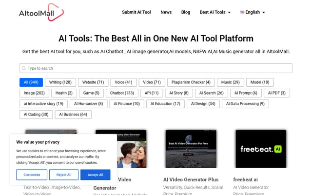 Screenshot of aitoolmall.com