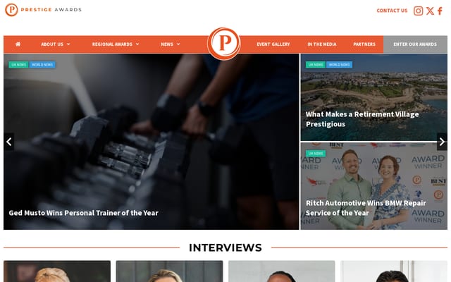 Screenshot of prestigeawards.co.uk