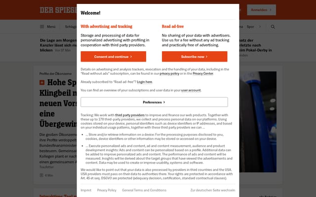 Screenshot of spiegel.de