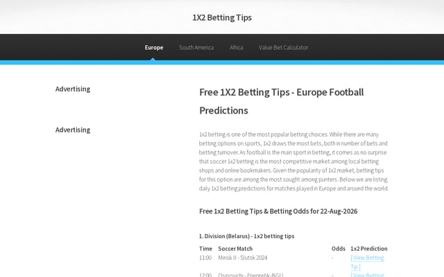 Screenshot of 1x2betting.tips
