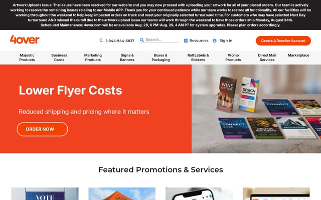 Screenshot of 4over.com
