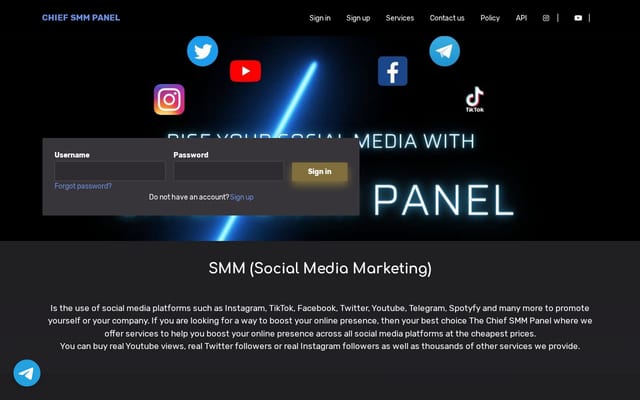 Screenshot of chiefsmmpanel.com