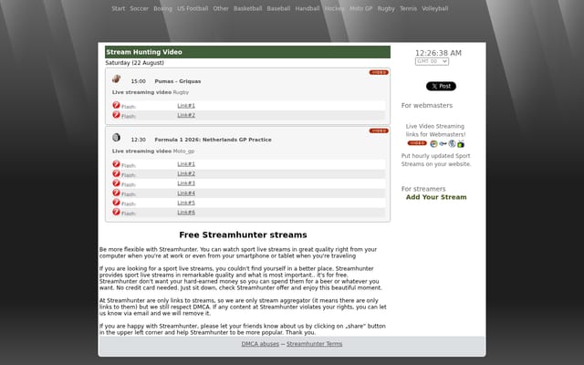 Screenshot of streamhunter.net