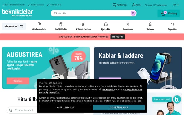 Screenshot of teknikdelar.se