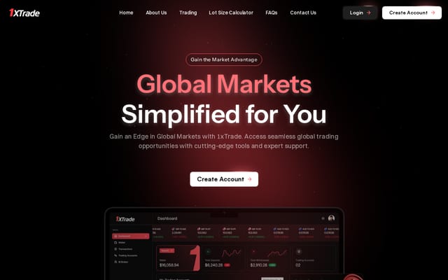 Screenshot of 1xtrade.com