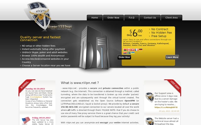 Screenshot of nvpn.net