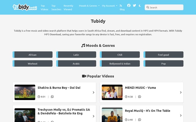 Screenshot of tubidy.mobi