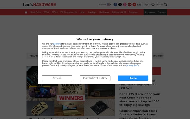 Screenshot of tomshardware.com