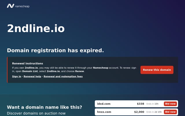 Screenshot of 2ndline.io