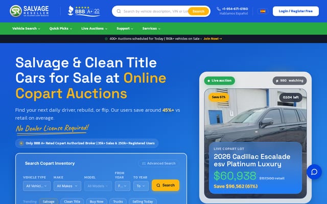 Screenshot of salvagereseller.com