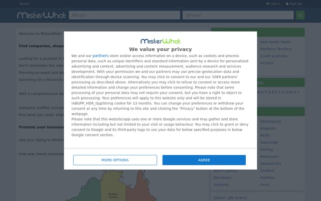 Screenshot of misterwhat-au.com