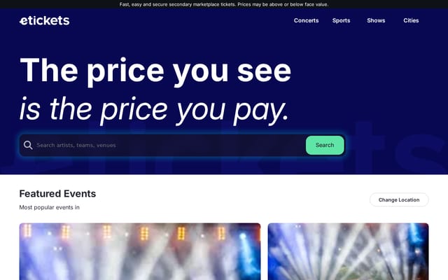 Screenshot of etickets.com
