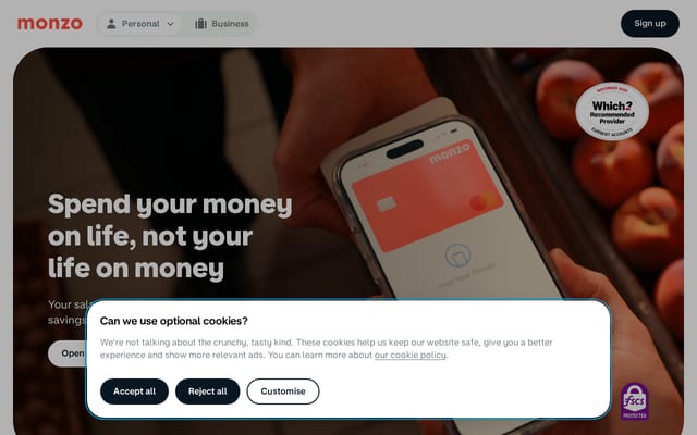 Screenshot of monzo.com