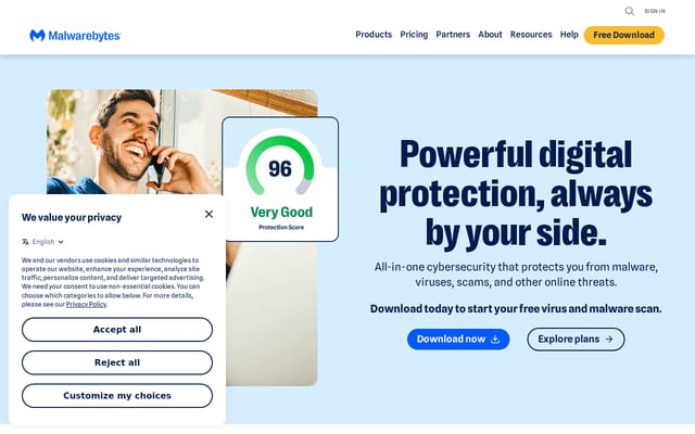 Screenshot of malwarebytes.com