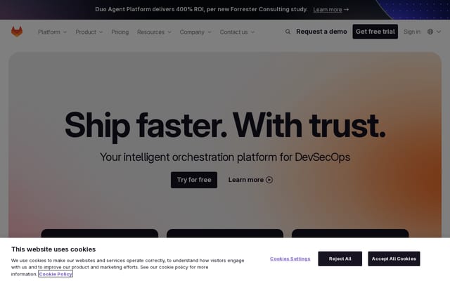 Screenshot of gitlab.com