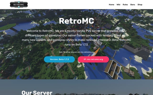 Screenshot of retromc.org