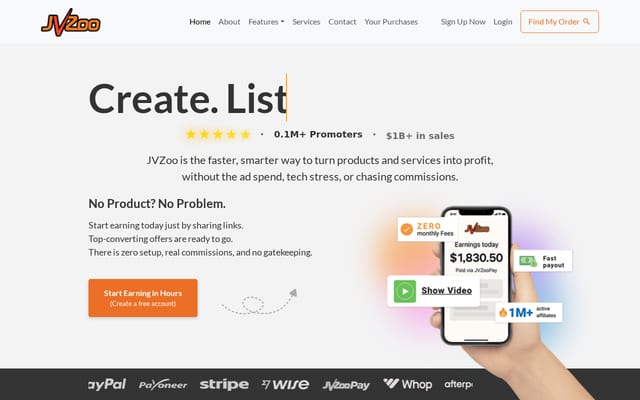 Screenshot of jvzoo.com