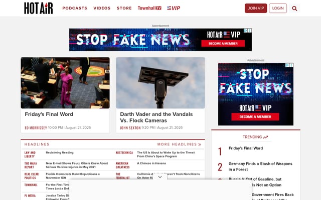 Screenshot of hotair.com