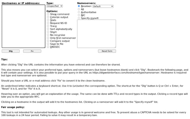 Screenshot of digwebinterface.com