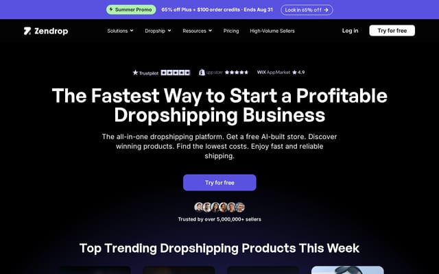 Screenshot of zendrop.com