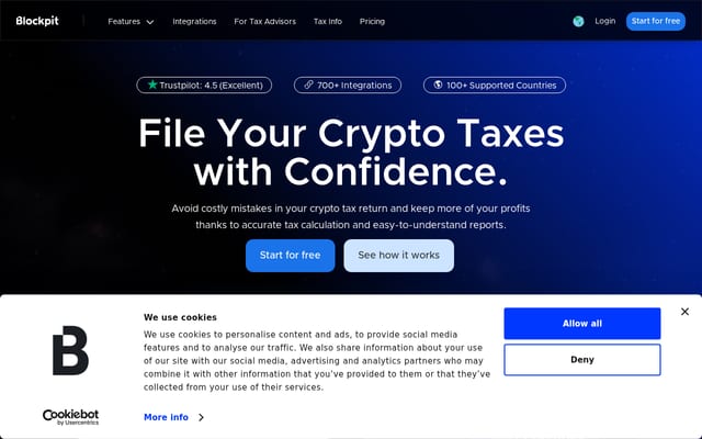 Screenshot of blockpit.io