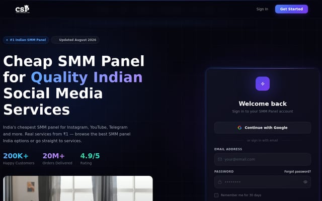 Screenshot of cheapsmmpanel.com